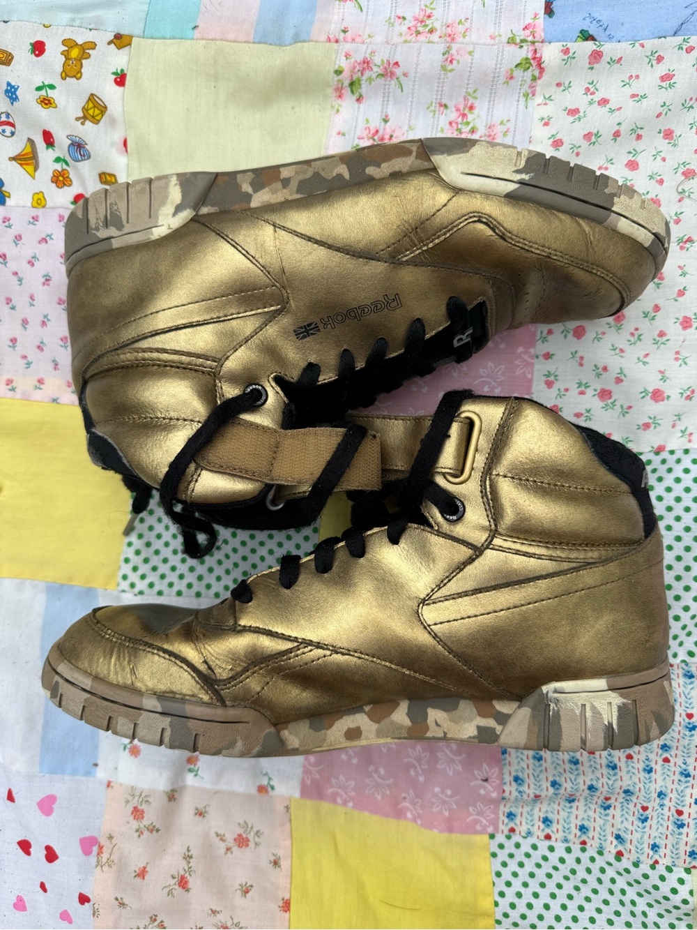 Reebok Metallic Gold High-Top Sneakers